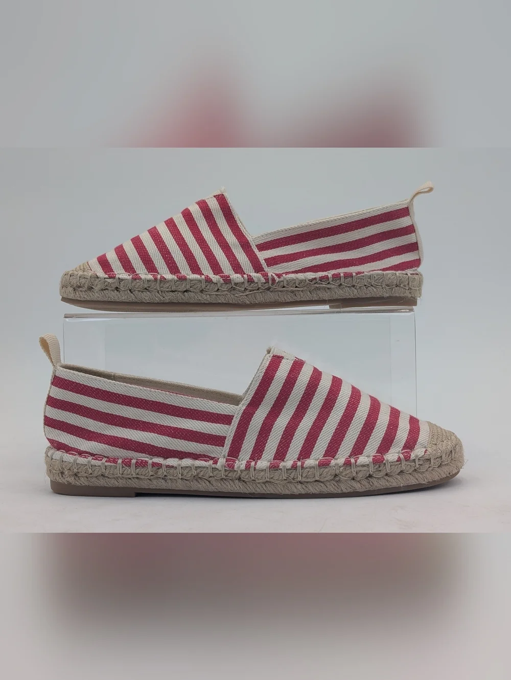 Brand-New Xappeal Maisie Sz 6M Red & White Natural Jute Espadtille With Pull-Tab